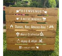 Panneau Mariage Bienvenue,Bienvenue Mariage Autocollant, Pancarte Mariage, Stickers Personnalisable, Plan De Table Mariage,Nom Personnalisé Date Panneau, Conseil De Mariage Français Panneau