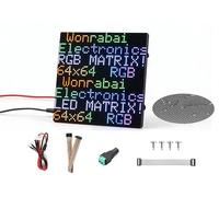 Panneau matriciel LED RVB 64 x 64 4096 RVB, pas de 2 mm, affichage du texte/image colorée/animation luminosité réglable, chaînable, compatible avec Raspberry Pi/Pico/ESP32, version GOB - Étanche