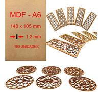 Panneau MDF en bois A6 | 148 x 105 x 1,2 mm Découpe laser 10 W 20 W 30 W 40 W CNC Routeur, modélisation, ajouré, bricolage, travaux manuels, finition polie, haute densité, bois de qualité (100)