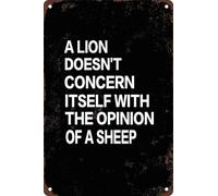 Panneau Métal Un Lion Ne Se Soucie Pas De L'Opinion Des Moutons Classics Plaque Poster Résistante Panneau Métallique Pour Club Café Jardin M