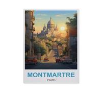 Panneau Métal Vintage,Affiche de voyage vintage de Montmartre à Paris,Fer Plaque Peinture Rétro Décoration Murale Art Mural à Suspendre pour Jardin Cour Maison Café Extérieur Club Bar(15x30cm)-BT52