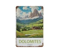 Panneau Métal Vintage，Dolomites Italie，Fer Plaque Peinture Rétro Décoration Murale Art Mural à Suspendre pour Jardin Cour Maison Café Extérieur Club Bar(15x30cm）6x12 inch-H68