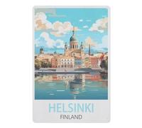 Panneau Métal Vintage,Helsinki Finlande,Fer Plaque Peinture Rétro Décoration Murale Art Mural à Suspendre pour Jardin Cour Maison Café Extérieur Club Bar(20x30cm)8x12 inch-Z68