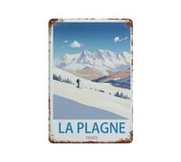 Panneau Métal Vintage，La Plagne France，Décoration Murale Rétro Plaque Fer Décoration Murale à Suspendre Cadeau pour Salon,Maison,Cuisine,Bar,Café,Jardin,Pub(20x30cm）8x12 inch-J47