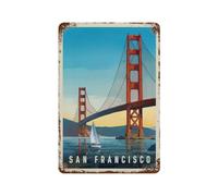 Panneau Métal Vintage，San Francisco: Under The Golden Gate，Décoration Murale Rétro Plaque Fer Décoration Murale à Suspendre Cadeau pour Salon,Maison,Cuisine,Bar,Café,Jardin,Pub(15x30cm）6x12 inch-467