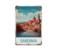 Panneau Métal Vintage,Sardaigne Italie,Décoration Murale Rétro Plaque Fer Décoration Murale à Suspendre Cadeau pour Salon,Maison,Cuisine,Bar,Café,Jardin,Pub(30x40cm)12x16 inch-Q7