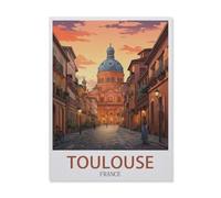 Panneau Métal Vintage，Toulouse, France, Coucher de soleil，Fer Plaque Peinture Rétro Décoration Murale Art Mural à Suspendre pour Jardin Cour Maison Café Extérieur Club Bar(20x30cm）8x12 inch-DT67