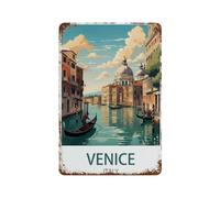 Panneau Métal Vintage,Venise Italie,Fer Plaque Peinture Rétro Décoration Murale Art Mural à Suspendre pour Jardin Cour Maison Café Extérieur Club Bar(20x30cm)8x12 inch-O48