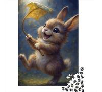 Panneau Métallique 38x26cm/1000pcs avec Happy Bunny with Leaf Umbrella pour L’Atelier, pour Aménager L’Atelier, Le Garage Et L’Espace Bricolage