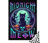 Panneau Métallique 38x26cm/1000pcs avec Midnight Meow Halloween Cat pour Le Pub Ou Le Café, Idée Cadeau De Noël pour Les Passionnés D’Ambiance Café