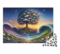 Panneau Métallique 38x26cm/1000pcs avec Ocean Life Tree Artwork pour Le Salon, Déco Murale D’Hiver pour Les Amateurs De Déco De Salon