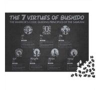 Panneau Métallique 52x38cm/1000pcs avec 7 Virtues of Bushido - Samurai Code for Success pour Le Pub Ou Le Café, Cadeau De Noël pour Les Amateurs De Décoration De Pub