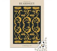 Panneau Métallique 52x38cm/1000pcs avec Beardsley Art Nouveau Floral Pattern pour Le Salon, Décoration Murale Destinée À Le Salon, Le Coin Lecture Et L’entrée