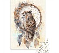 Panneau Métallique 52x38cm/1000pcs avec Dream Catcher Owl Painting pour Le Pub Ou Le Café, Idée Cadeau De Noël pour Les Passionnés D’Ambiance Café