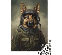 Panneau Métallique 52x38cm/1000pcs avec German Shepherd Soldier pour Le Pub Ou Le Café, Idée Cadeau De Noël pour Les Passionnés D’Ambiance Café
