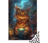Panneau Métallique 52x38cm/1000pcs avec Wiseman Cat pour Le Pub Ou Le Café, pour Un Mur De Cadres dans Le Pub, Le Café Et Le Coin Bar