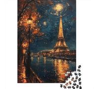 Panneau Métallique 70x50cm/1000pcs avec Paris Night Lights pour Le Coin Bar, Déco Murale D’Automne pour Les Amateurs De Décoration De Bar