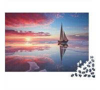 Panneau Métallique 70x50cm/1000pcs avec Sailboat Reflections on Water-2 pour Le Pub Ou Le Café, Déco Métal Au Style Industriel