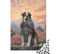 Panneau Métallique 70x50cm/1000pcs avec Saint Bernard The Samurai pour Le Pub Ou Le Café, Présent À Offrir À Noël Aux Passionnés D’Ambiance Café