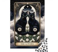 Panneau Métallique 70x50cm/1000pcs avec The Lovers Tarot Card pour Le Pub Ou Le Café, Idée Cadeau De Noël pour Les Passionnés D’Ambiance Café