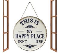 Panneau Métallique De Jardin Amusant, Panneaux De Jardin Humoristiques, S/M/L, This Is My Happy Place Don't F*ck It Up, Décor Vintage, Décoration Murale De Jardins Ronds, Affichage Facile À Suspendre,