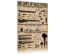 Panneau métallique en étain The Ships Of Mass Effect, affiche d'infographie de vaisseau spatial, Plaque métallique de connaissance scientifique, décoration murale pour maison, Bar, Club, 12x16 pouce