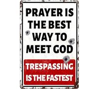 Panneau métallique humoristique « Défense d'entrer » pour bar, garage ou salle de jeux. Décoration murale vintage. Panneau en métal « Le meilleur moyen de rencontrer Dieu est plus rapide ». Convient