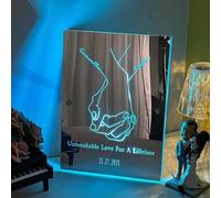 Panneau miroir personnalisé avec noms de couple, veilleuse personnalisée, cadeau personnalisé pour lui, elle, couples, Saint-Valentin (21 x 30 cm)