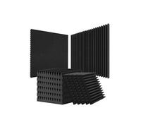 VEVOR Panneau Mousse Acoustique Lot de 50 Panneaux Muraux Insonorisants 30x30x5 cm Haute Densité Absorbant Son Résistant au Feu Installation Facile pour Murs Plafonds de Studio, Maison, Bureau, Noir