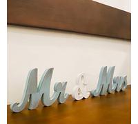 Panneau Mr et Mrs pour table de mariage, lettres en bois, grand Mr. & Mrs. Articles de décoration de fête, table de tête, lettres en bois, bleu, 31,8 x 17,8 x 6,3 cm