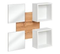 Panneau Mural, 2 Étagères & 2 Miroirs "Easy" 100cm Blanc