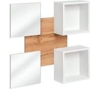 Panneau Mural, 2 Etagères & 2 Miroirs "Easy" 100cm Blanc