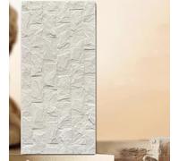 Panneau mural 3D aspect pierre, revêtement mural en polyuréthane pour intérieur et extérieur, résistant à l'eau et à l'humidité pour la maison et le bureau (blanc crème, 1 pièce)