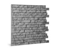 Panneau mural 3D Profhome 3D 704500 Ledge Stone Portland Cement Panneau décoratif gaufré d'aspect pierre brillant gris 2 m2
