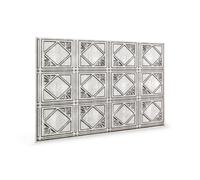 Panneau mural 3D Profhome 3D 705632 Artnuovo Crosshatch Silver Panneau décoratif gaufré design vintage brillant argent 1,7 m2