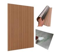 Panneau mural à lamelles 100 x 60 cm autocollant - PVC + mousse PE 2,8 mm - Aspect bois beige/marron - Revêtement mural 3D pour salon, chambre à coucher, cuisine, salle de bain - Lavable et