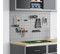 Supports en bois vidaXL 3 pcs avec 15 accessoires gris 50x80 cm en acier