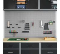Supports en bois vidaXL 3 pcs avec 15 accessoires gris 50x80 cm en acier