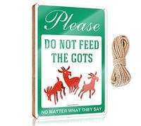 Panneau mural à suspendre avec inscription « Please Don'T Feed The Goats, No Matter What They Say » - Décoration murale familiale - Panneau de porche (20 x 30 cm)