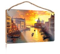 Panneau mural à suspendre Coucher de soleil sur le Grand Canal de Venise - Décoration d'extérieur (23 x 35 cm)