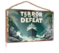 Panneau mural à suspendre vintage Shipwreck: Terror Of The Defeat, panneau en bois pour porche extérieur (15 x 28 cm)