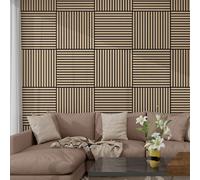 panneau mural acoustique 3D lot de 12 'Vang' avec lamelles rectilignes 4,32 m² aspect noyer, clair