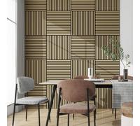 panneau mural acoustique 3D lot de 8 'Vang' avec lamelles rectilignes 2,88 m² aspect chêne