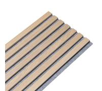 Panneau mural acoustique tasseaux bois 250 x 30 x 2 cm - Lamelles chêne clair véritable sur fond gris - 0,75m²