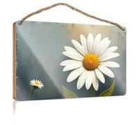 Panneau mural amusant avec deux marguerites qui fleurissent sur un fond texturé pour bar, décoration d'automne pour porche (20 x 30 cm)
