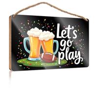 Panneau mural amusant en bois « Cheers And Game On : Let's Go Play ! » pour décoration murale amusante (20 x 30 cm)