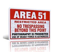 Panneau mural Area 51 Warning NO TRESPASSING Deadly Force Reproduction 22,9 x 30,5 cm