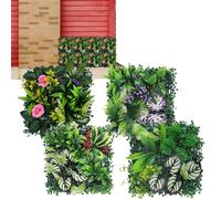 Panneau mural artificiel 4 pièces Décoration de clôture d' | Panneaux de clôture de 25 x 25 cm pour extérieur, intérieur, terrasse, jardin, cour, fête de mariage