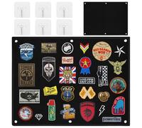 Panneau mural auto-agrippant pliable de 60 x 45 cm pour écussons tactiques, avec œillets et 6 crochets pour écussons, bracelets et autocollants. (Noir)