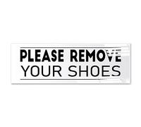 Panneau mural autocollant « Remove Your Shoes » - Blanc - 22,9 x 7,6 cm - Design minimaliste